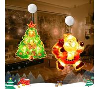 2 Pièces Lumières De Décoration De Noël,Lumières De Démarrage De Noël à Suspendre Avec Ventouse,Lumières De Ventouse De Fenêtre De Noël,Suspension Noel,Alimenté Par Pile,Deco De Noel Interieur (B)