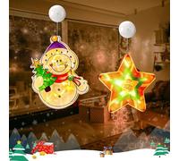 2 Pièces Lumières De Décoration De Noël,Lumières De Démarrage De Noël à Suspendre Avec Ventouse,Lumières De Ventouse De Fenêtre De Noël,Suspension Noel,Alimenté Par Pile,Deco De Noel Interieur (A)