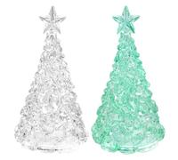 2 Pièces Lumières de Noel Décoration de table de Noël Décorations de Arbre de Noël Lumières Ornements de Bureau en Forme de Sapin de Noël Mini LED Bougie Lanternes pour Fêtes Maison Décoration Cadeau