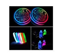 2 Pièces Lumières LED pour Porte-gobelet de Voiture,sous-Verres de Voiture à Chargement USB,sous-Verre Luminescent 7 Couleurs,Tapis pour décoration de Voiture lumière d'ambiance