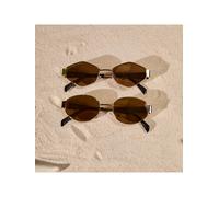2 pièces Lunettes de vue vintage à monture métallique ovale avec strass, lunettes de mode pour le trajet, la plage, la photographie de rue, le style Cottagecore personnalisé, la tenue d'été Blocs de c