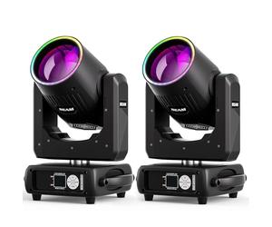 2 pièces Lyre LED 295W RGBW Mini Beam lumière de scène 14 couleurs 14 Gobos Disco Lumière Rotative Prisme Nébulisation dmx512 Jeu de Lumiere pour DJ Club Fête Bar Théâtre Mariage