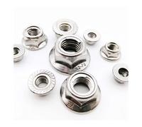 2 pièces M4-M12 304 en acier inoxydable, Type de couple dominant, insertion tout en métal, écrou de verrouillage hexagonal avec bride hexagonale autobloquante GB6187(M5 flat bottom)