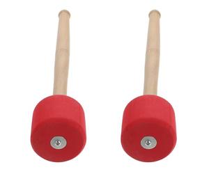 2 Pièces Maillet de Tambour en Bois, Grosse Percussion | Prise Antidérapante, Tête en Mousse Solide, Léger et Portable, pour Fanfare Scolaire et Enseignement, Rouge