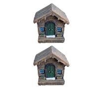 2 Pièces Maison en Bois Résine Miniature Décorative | Résine Réaliste, Surface Délicate, Aspect , pour Garçon et Filles, Décoration Maison et Mini Paysage DIY