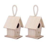 2 Pièces Maison Oiseau en Bois, Mangeoire à Oiseaux Suspendue à Extérieur Patio Jardin Décoratif Handmades Nichoir en Bois Massif pour Petits Oiseaux Mésanges Moineaux