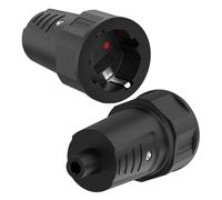 2 Pièces Mâle Fiche Schuko 250V 16A,Fiche de Protection Robuste en Caoutchouc & Plastique, Prise Electrique Male Secteur de Contre de Terre pour Câble Intérieur et Extérieur, Noir