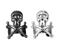 2 Pièces Manchettes D'oreille Crâne Noir en Cuivre, Clip-on | Design Non Percé, Confort au Porté, Style Punk, pour Femmes et Hommes, Bijou Discret