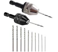 2 Pièces Mandrin Perceuse 10 Pièces Petite Perceuse (0.8-3.0mm) Mini Perceuse Adaptateur de Mandrin pour Perceuse Accessoires pour Outils éLectriques pour le Bois le Plastique Les Bijoux