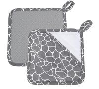 2 Pièces Maniques De Cuisine Avec Poche,Gants Cuisine Carrés En Coton,2 En 1 Manique Silicone Résistant Et Gant,Maniques Avec Poches De Préhension,Avec Boucle De Suspension,Pour Cuisiner,Cuire,Griller