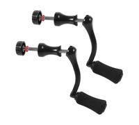 2 Pièces Manivelle de Moulinet de Pêche Type 1000 4000 | Acier Inoxydable et Plastique, Bouton Ergonomique Noir, pour Eau Douce et Mer, Tige 4, 5mm Hexagonale
