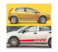 2 pièces Marchepieds latéraux pour Fiat Punto 500 Abarth 595,Extensions de Jupe latérale,Barre de Protection en Aluminium,Accessoires de décoration de Voiture,D-Red