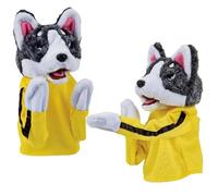 2 pièces marionnette à main pour chien Kung Fu Husky boxe marionnette à main interactive délicate en peluche sonore pour tout-petits marionnette à main pour chien jouets Husky marionnette pour chien m