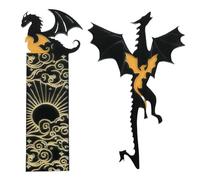 2 Pièces Marque Page Acrylique, Personnaliser Marque Page Dragon Cool d'or Noir, Marqueurs de Livres Décoration d'étagère Cadeau pour les Amateurs de Lecture Étudiants