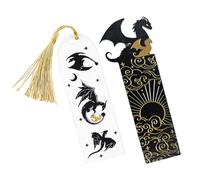2 Pièces Marque-Pages Dragon En Or Noir, Double Face, Cool En Acrylique Avec Gravure De Nuages Et De Soleil, Cadeau Pour Les Amateurs De Lecture