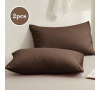 2 pièces Marron café, Palette de couleurs d'automne/hiver du Nouvel An, Style minimaliste japonais unicolore, Super doux et respirant, Convient pour toutes les saisons, Mode minimaliste, Utilisation q