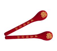 2 Pièces Marteau de Massage du Dos Manuel Long pour Bras et Jambes | Mousse à Mémoire Haute Élasticité et Flanelle, Rouge, Usage Bureau et Voyage, Notice Incluse