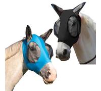 2 Pièces Masque Anti-Mouches Cheval - Protéger Les Yeux Et Les Oreilles, Grand Espace pour Les Yeux Super Confortable, Protection UV, pour Masque Anti-Mouches Poney (Bleu+Noir)