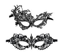 2 Pièces Masque bal Bandeau Yeux,Venitien Femme Deguisement Carnaval,Dentelle Masques Vénitiens Pour Costume,Catwoman,Yeux Women's Sexy Pour Maserade,Flexible Lace Masks Eye-Mask for Ball Party
