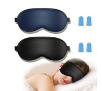 2 pièces masque de sommeil soie,masque de nuit,masque de sommeil en soie,Avec sangle d'oreille réglable et bouchon d'oreille, pour le sommeil, la sieste et les voyages