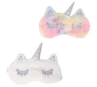 2 Pièces Masque de Sommeil Yeux Licorne en Peluche Blanche