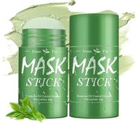 2 Pièces Masque Stick au Thé Vert,Masque Visage Purifiant à l'Argile Verte, Nettoyage Profond, Élimination des Points Noirs, Contrôle du Sébum & Hydratation, Pour Tous Types de Peau