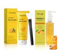 2 Pièces,Masque Visage au Curcuma+Curcuma Nettoyant,Masque D'Argile au Curcuma et Vitamine C,AméLiore Les Points Noirs,L'Acné,Les Taches Brunes Unifie Le Teint,Nettoyante au Curcuma,Doux,éClaircissant