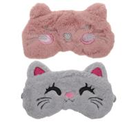2 Pièces Masque Yeux Peluche Dessin Animé Animal, Occultant | Confortable, Cordon Élastique Réglable, Relaxation Oculaire, Usage Maison et Avion, Forme Cartoon