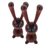 2 Pièces Masseur Facial Gua Sha Lapin en Bois Marron pour Visage | Outil Manuel de Modelage, Usage Maison Spa, Aide à Sculpter la Mâchoire et Lisser le Contour