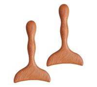 2 Pièces Masseur Guasha en Bois Massif Forme Queue de Poisson | Bois de Santal , Surface Lisse, Outil Manuel Portable pour Routine Bien-être Spa