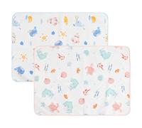 2 Pièces Matelas à Langer Bébé, Tapis à Langer Imperméable, Matelas à Langer Cotton, 50x70cm, Motif Dauphin Rose Bleu, Léger pour Voyage