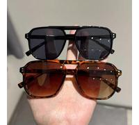 2 pièces Matériel en plastique, Ensemble de lunettes pour femmes à design géométrique unique à double faisceau haut de gamme, convient pour la photographie de rue, les vacances tropicales à la plage,