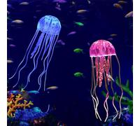 2 Pièces Méduses Artificielles Lumineuses en Silicone pour Aquarium, Accessoires de Décoration de Réservoir de Poissons, Effet Fluorescent