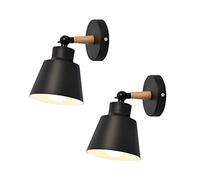2 pièces Mengjay Luminaires Moderne E27 Edison Applique Murale Industrielle en Métal Loft Lampe pour Café Bar Couloir Salle à Manger Salon Chambre (Noir)