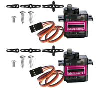 2 Pièces Micro servo Moteur 9g, Servomoteurs avec Engrenages Métalliques | Mini Servo 4,8-6V, Servo RC Analogique 180°, avec Bras et Vis, pour Arduino Robot Voiture Projets DIY, avec Câble 25CM