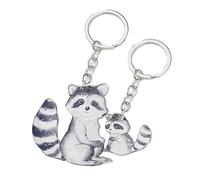 2 Pièces Mignon Bois Loutres Porte-clés Pour Femmes Hommes Voiture Dessin Animé Animal Correspondant Puzzles Ami Couple Animal