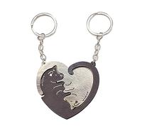 2 pièces mignon porte-clés chat loutres valentin copines appariement puzzle pendentif simple en bois couple porte-clés porte-clés pour les couples