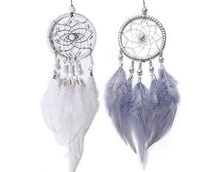 2 Pièces Mini Attrape-Rêves avec Plumes Petit Attrape-Rêves Artisanal Bohemian Dreamcatcher Décoration à Suspendre Dreamcatcher pour Décorez Les Chambres Les Voitures Les Sacs à Dos (Gris Blanc)