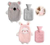 2 Pièces Mini Bouillotte Petite Bouillotte Peuvent être Utilisées Pour Soulager Les Douleurs D'estomac Et De Jambes Apporter De La Chaleur Est Un Cadeau Pour La Famille Gris Et Rose