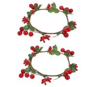 2 Pièces Mini Couronne Décorative de Chandelier en Plastique, Baies de | Réutilisable, Aspect Réaliste et Couleurs Vives, pour Bougeoirs et Bougies Piliers, Table de Fête