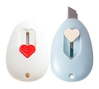 2 Pièces mini cutter,cuter,cutter nuage,petit cutter,Ouvre-Lettres en Plastique,Mini Couteau Utilitaire,Mini Cutter,pour Papier Découpe,la Boîte,Emballer Courrier(Blanc+Bleu)