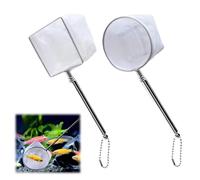 2 Pieces Mini épuisette pour Aquarium avec Manche Extensible en Acier Inoxydable, Filet Télescopique pour Aquarium pour Attraper Les Petits Poissons et Crevettes et Nettoyer L'aquarium