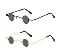 2 Pièces Mini Lunettes Rondes, Lunettes De Soleil Rétro, Accessoires De Costumes, Accessoires De Rôle.