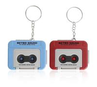 2 Pièces Mini Magnétophone Porte-clés Rétro, Porte-clés Enregistreur Vocal Cassette Vintage avec 30 Secondes Message Vocal, 3 Musiques Intégrées, Objet Décoratif Années 80 Cadeau Couple Original