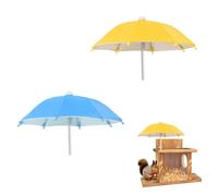 2 pièces Mini Parapluie de Remplacement pour mangeoire à écureuils Replacement Mini Umbrellas pour Mangeoire pour écureuils sur Table de Pique-Nique 27x18,5 cm (Bleu et Jaune)