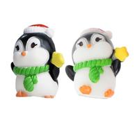 2 Pièces Mini Pingouin en Résine Vert, Figurine Décorative | Statue Miniature au Style Cartoon, Paysage Discret, Usage Voiture ou Dessert, Lot Emballé