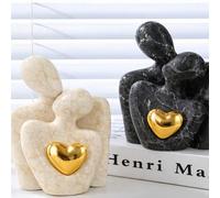 2 pièces Mini Sculpture de Couple (8,5 cm), Décoration en Résine Blanche Convenant pour les Étagères de Chambre à Coucher, Anniversaire Romantique, Mariage et Cadeau de Couple pour la Saint-Valentin 2