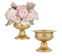 2 Pièces Mini Taille en Métal Urne Planteur Élégant Centres de Table de Mariage Vase pour la Décoration de Fête de Mariage, 12.6cm Grand Trompette Vase Porte-Fleurs pour la Cérémonie d'anniversaire