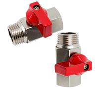 2 Pièces Mini Vanne à Bille 1/2 Pouce, Mini Vanne Arret, Robinet à Tournant Sphérique Inox, Petite Vanne à Bille pour L'industrie, Procédé Pearl Nickel, avec Filetage Intérieur et Extérieur