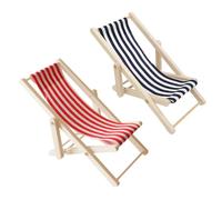 2 Pièces Miniature Chaise de Plage Pliable en Bois, Chaise Longue Mini Accessoires, Bois Dollhouse Chaise de Jardin, Miniature de Plage, DIY Micro Paysage, Mini Chaises de Plage Pliables en Bois